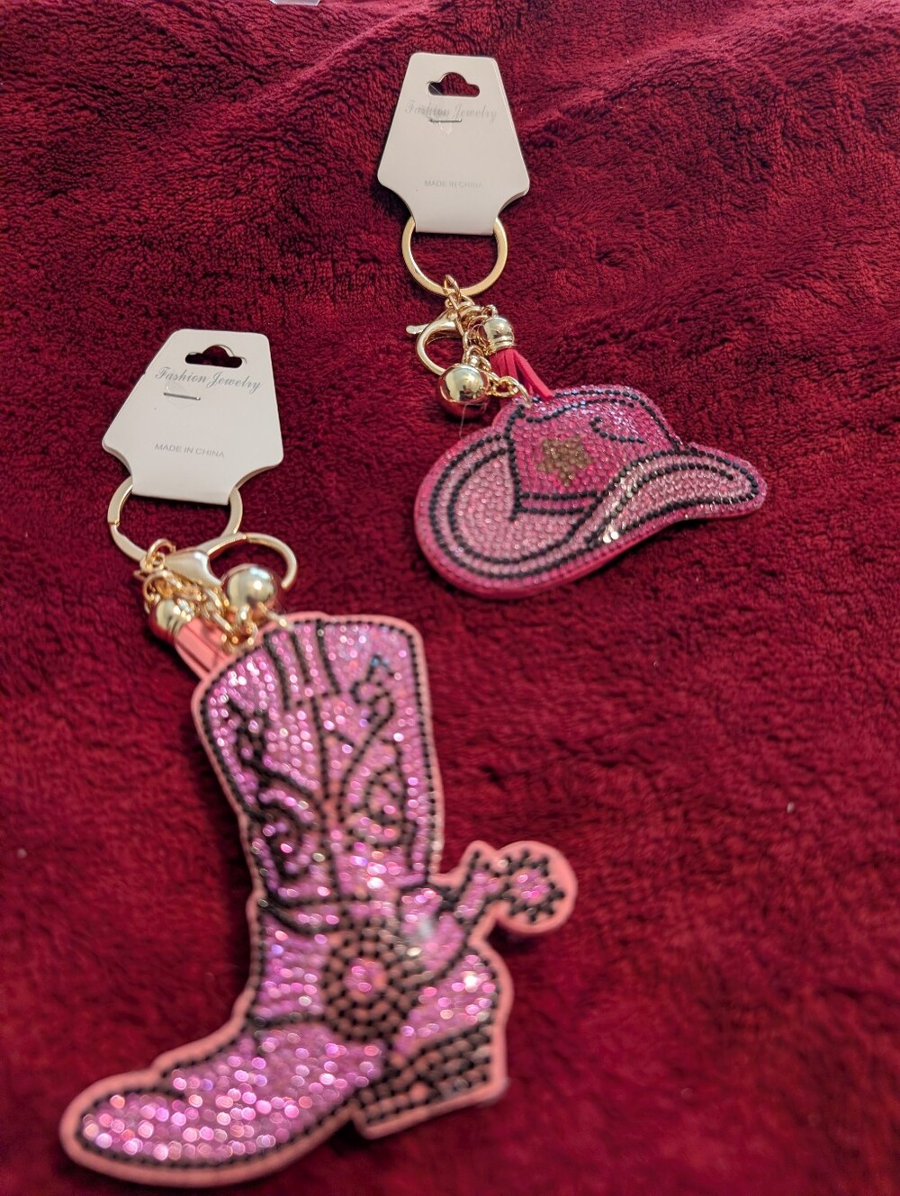Pink Western Cowboy Hat & Boot Keychain/Bagcharm Set| NWT